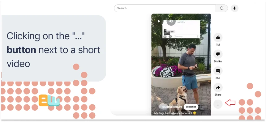 Clicking on the "..." button next to a short video