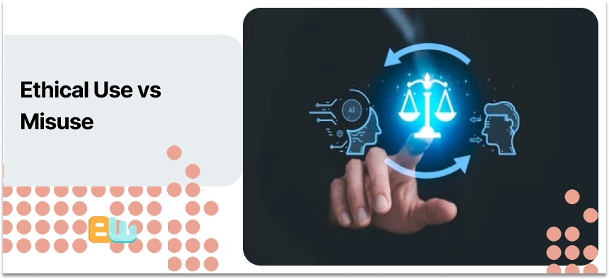 An AI figure, a human figure and the scale of justice in the middle