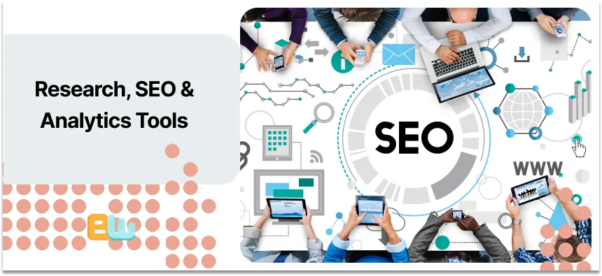 A table with SEO written on top and a bunch of people around it