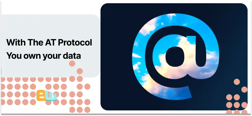An @ sign (the logo for the AT protocol) filled with a blue sky on a dark blue background