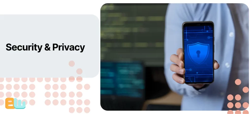 a person holding a phone with the logo of a shield indicating privacy on it